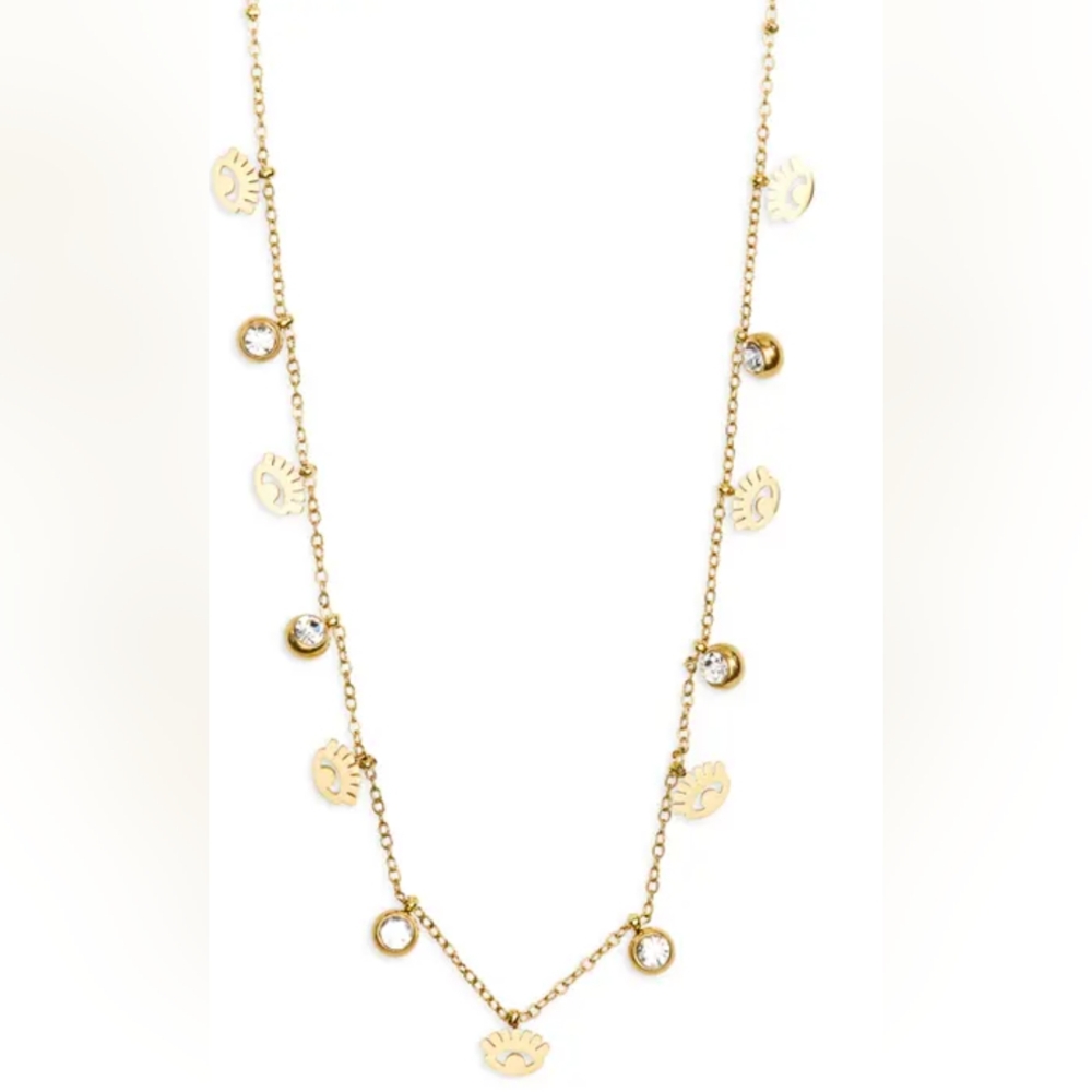 AREA STARS Evil Eye & Crystal Charm Necklace